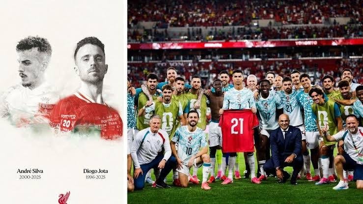 Diogo Jota and Andre Silva Liverpool Marks First Death Anniversary with Anfield Tribute